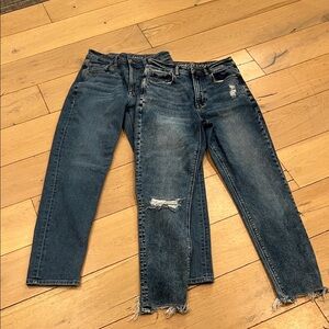 American Eagle Outfitters Women's Blue Distressed Slim Jeans